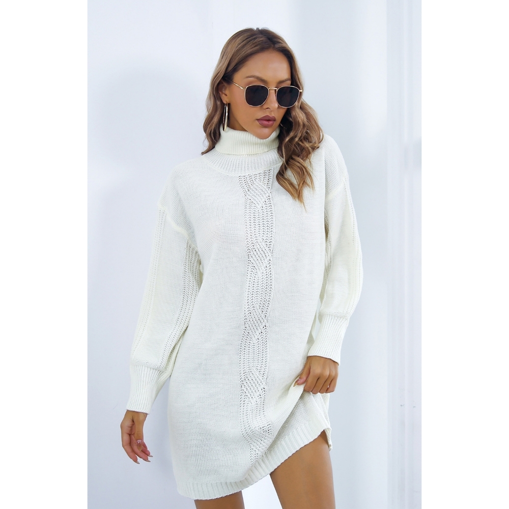 Camel Turtleneck Sweater Dress - Picture 8 of 8